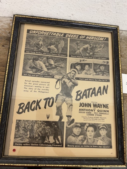 Back to Bataan starring John Wayne WWII era poster