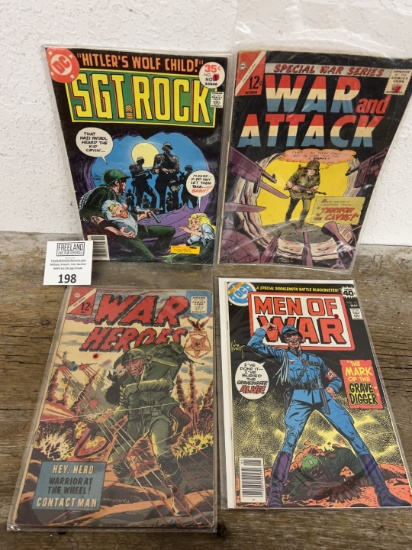 FOUR 1960s/70s Military Comic Books HITLERS WOLF CHILD, etc…