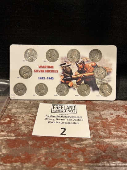 Wartime SILVER Nickels 1942-1945 complete group of 11