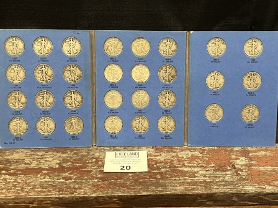 Liberty Standing Half Dollar FULL Book of 30 SILVER Coins 1937-1947
