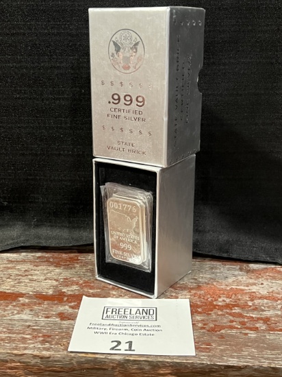 USA .999 SILVER State Vault Brick contains 5 oz of .999 SILVER