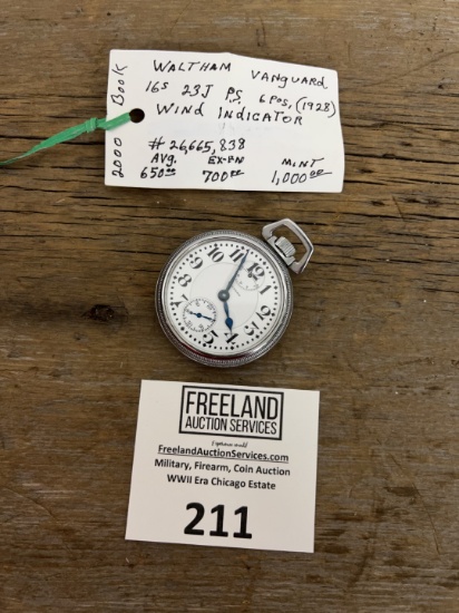 Waltham Vanguard 23 Jewel 1928 Pocket Watch Wind Indicator