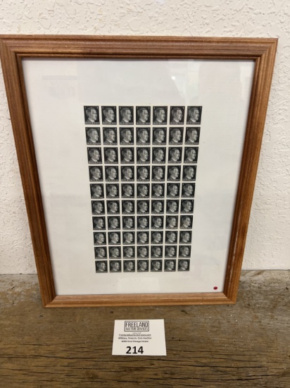Full Sheet of 70 Deutsches Reich HITLER Stamps framed
