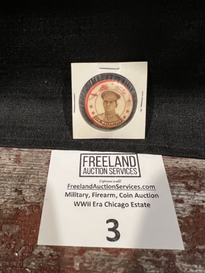 WWII General MacArthur Celluloid picture pin