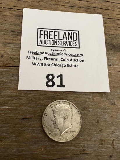 1964 SILVER Kennedy Half Dollar AU50 grade