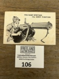 You Keep Writing I'ii Keep Fighting US Military Machine Gun post card