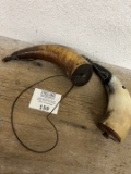 Pair of antique fancy Powder Horns ABSOLUTELY STUNNING!