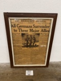 May 7, 1945 WWII The Milwaukee Journal newspaper framed headline