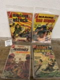 FOUR 1950s/60s Marines Attack War Heroes 12 cent comic books
