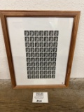 Full Sheet of 70 Deutsches Reich HITLER Stamps framed