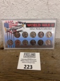World War II Silver Nickel Collection of 11 in excellent display