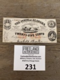 The State of Alabama Twenty-Five Cents Confederate States Treasury Notes