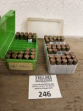 Group of 41 MAG ammo reload boxes