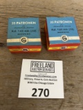 Pair of 25 Patronen KaL. 7.65 MM (.32) BROWNING boxes of Ammo