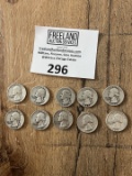 TEN Silver Washington Quarters 1941, 1942, 1943, 1944, (2) 1951, (2) 1957, 1958 & 1963