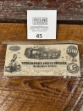 1862 Confederate States of America ONE HUNDRED DOLLARS $100 bill