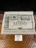 rare 1863 $1000 One Thousand Dollar Bill CONFEDERATE STATES OF AMERICA