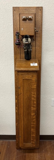 Museum Quality WESTERN ELECTRIC 6ft OAK Wall Telephone w/7 Digit Transmitter