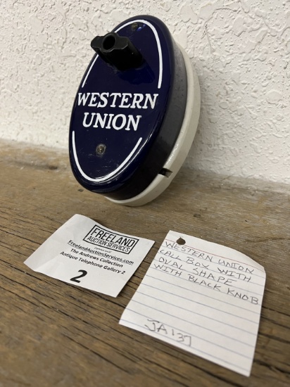 Western Union Porcelain Call Box with OVAL Shape and Black Knob