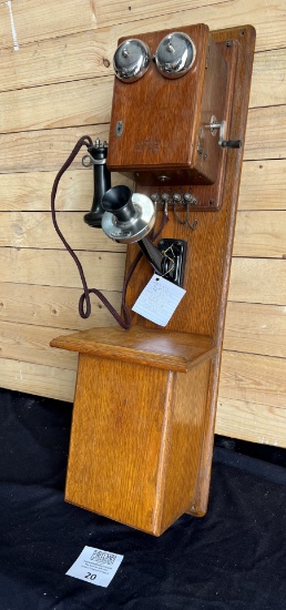 Western Electric Oak 240 Wall Telephone with Pony Receiver