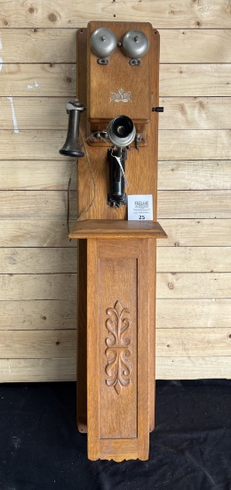 Sterling Electric OAK TANDEM Wall Telephone with SPECIAL ARM
