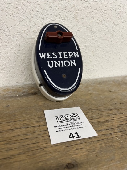 Western Union Porcelain Call Box with Oval Shape and RED Knob