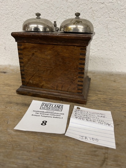 Early Western Electric OAK Telephone Extension Ringer with RED BAR in OAK