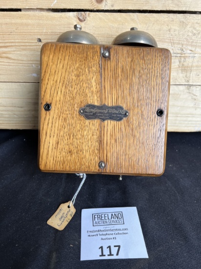 Oak Montgomery Ward telephone extension bell ringer box