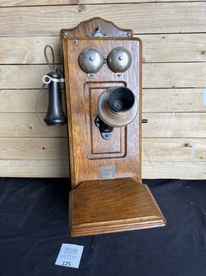 Eureka Electric Local and Long Distance OAK Wall telephone