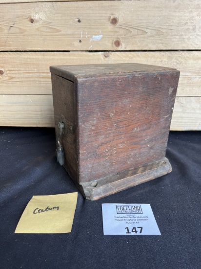 Oak 1890s table top Century Candlestick telephone ringer box