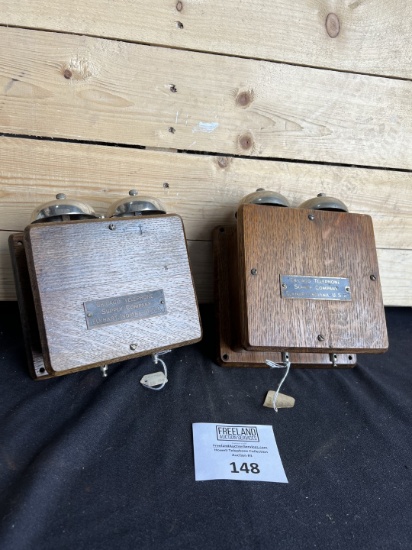 Pair of Chicago Oak telephone extension bell boxes
