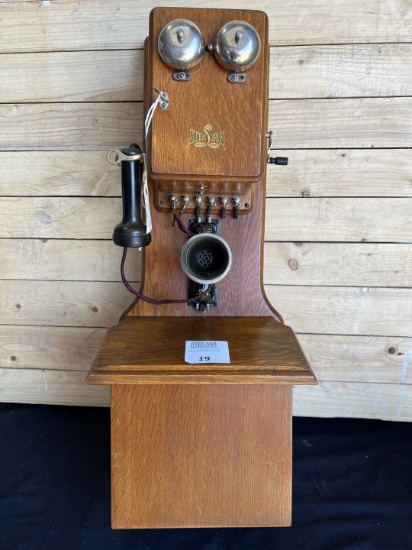 MUSEUM QUALITY Oak 1902 Sterling 2 Box wall telephone with rare receiver