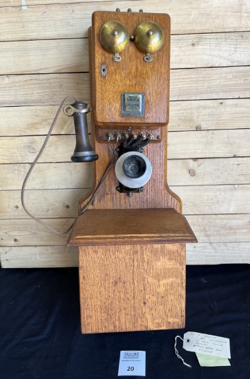 Eureka Oak 2 Box original wall telephone with RARE Eureka receiver