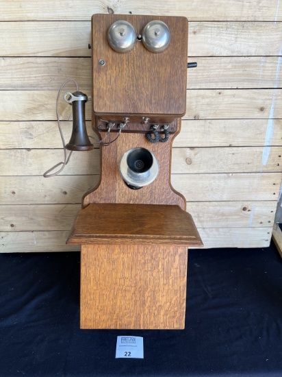 Early 1900s KELLOGG Oak Wall 2 Box telephone restored
