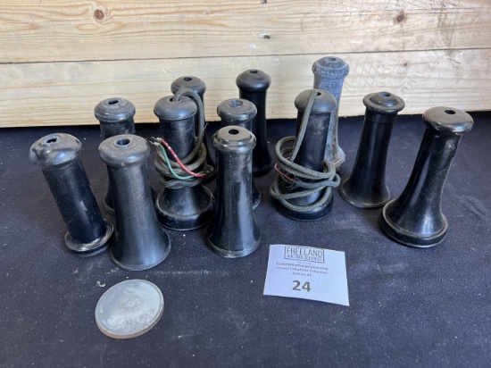 Group of 12 antique telephone receiver parts and shells