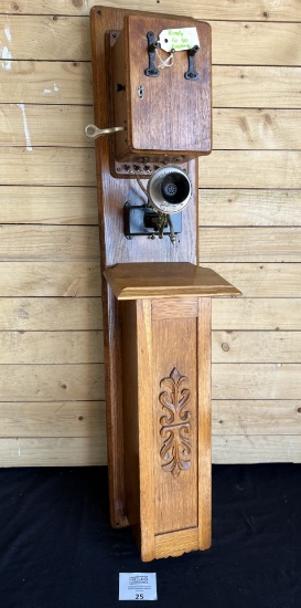 1890s oak American Electric TANDEM Wall Telephone with SwingAWay transmitter arm