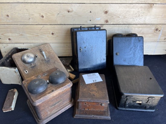 Group of 6 Telephone intercoms, extension bell and ringer boxes