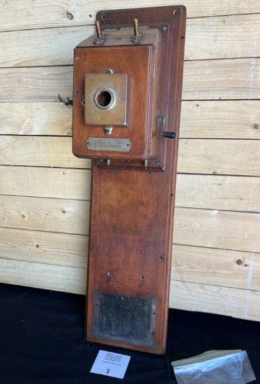Early 1880s walnut Unusual Wall Telephone with Standard Electric Tag