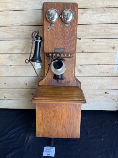 1890s OAK FARR Telephone Company 2 box wall telephone