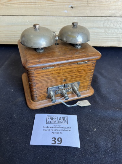 1880s early extension bell box with primitive ringer could be Manhattan