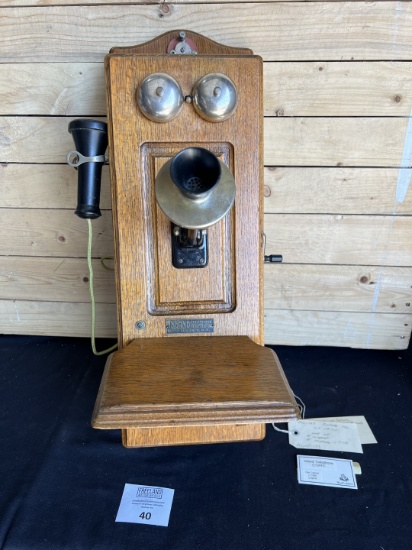 Early 1900s INLAND TELEPHONE Co. Oak single box wall telephone