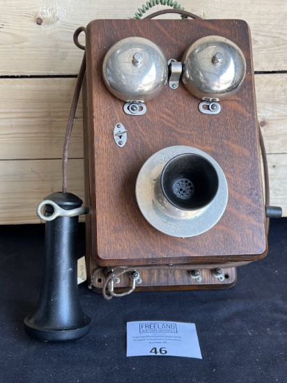 Connecticut Oak Compact Telephone with receiver and transmitter