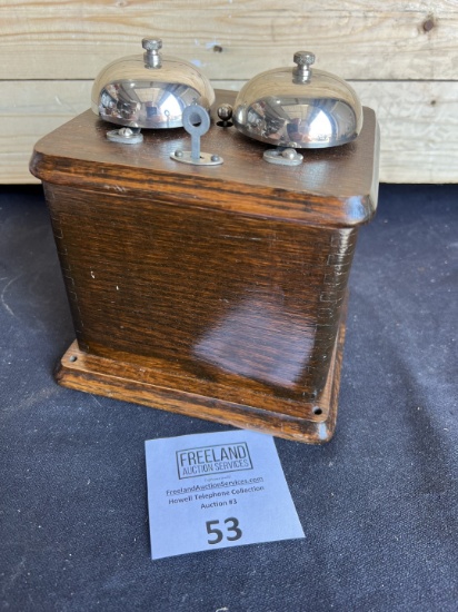 Chicago OAK Telephone extension bell box original finish with key