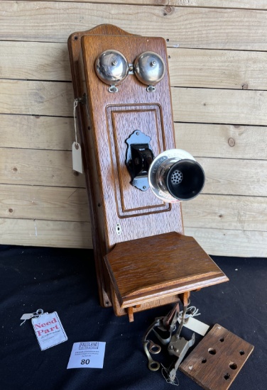 Eureka OAK single box picture frame cathedral top wall telephone