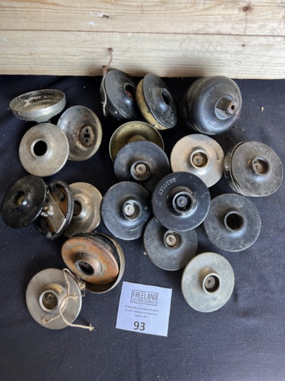 Large group of antique telephone transmitters
