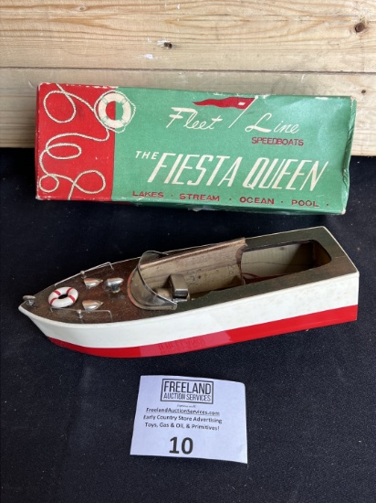 1950s The Fiesta Queen FLEET LINE Speedboats wooden boat in original box!