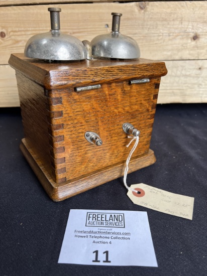 Federal Telephone Company OAK unusual extension bell box with tall bell posts