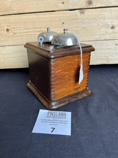 American Electric early 1900s Oak extension telephone bell box