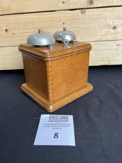 Hipwell unusual OAK Telephone extension bell box with key
