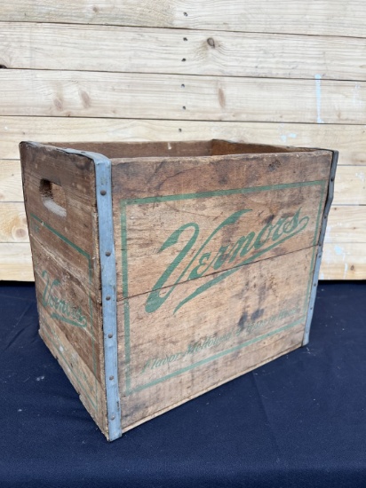 1940s Tall Wooden Vernor's Advertising Crate